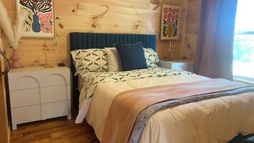 1 bedroom, desk, iron/ironing board, travel cot