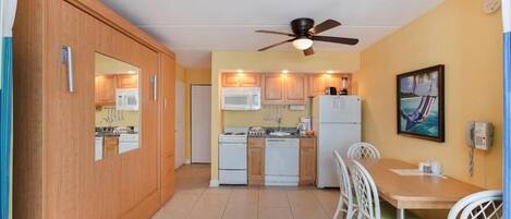 Fridge, oven, dishwasher, coffee/tea maker