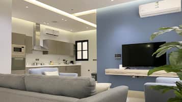 Appartement Design, 3 chambres | Coin séjour | Télévision à écran plat