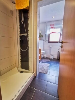 Dusche, Haartrockner, Handtücher