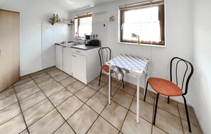 Fridge, stovetop, cookware/dishes/utensils