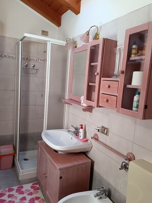 Hiustenkuivaaja, pyyhkeet, saippua, vessapaperi