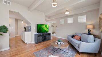 House, Multiple Beds, Patio, Garden View (4004 Main St) | Living area | 50-inch flat-screen TV with digital channels, TV