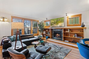 Condo, Multiple Beds, Patio, Garden View (415 Mason Court 5B) | Living area - Sleek Condo - Near Park, Poudre River and Old Town (Fort Collins)