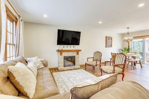 House (4 Bedrooms) | Interior - Forest-view Deck & Fire Pit: Poconos Escape! (East Stroudsburg)