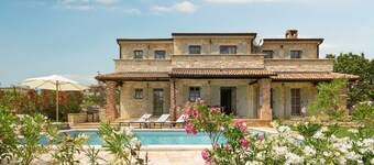 Rustic Villa Rubus with a pool in Istri, panoramic view, pet friendly, quite area, family, private parking, terrace, fancy yard