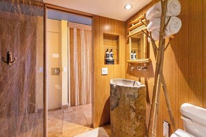 Dusche, Haartrockner, Handtücher, Shampoo