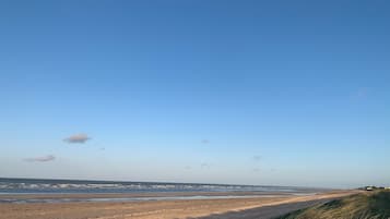 Plage à proximité, chaises longues, serviettes de plage