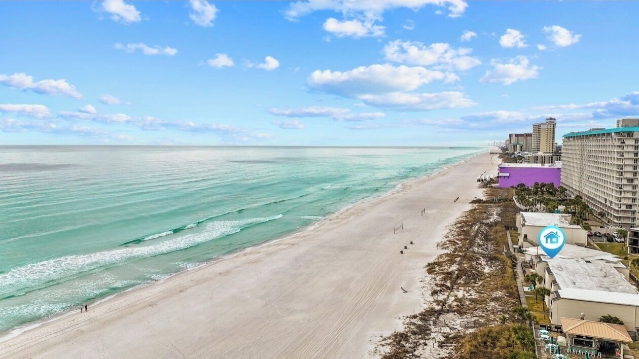 On the beach, sun-loungers