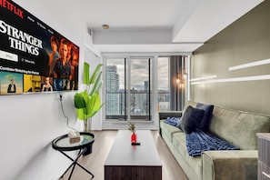 Gallery Suite, 2 Bedrooms, Balcony, Lake View | Living area | 50-inch Smart TV with digital channels, Netflix, Hulu - Panorama Suites Downtown Toronto  (Toronto)