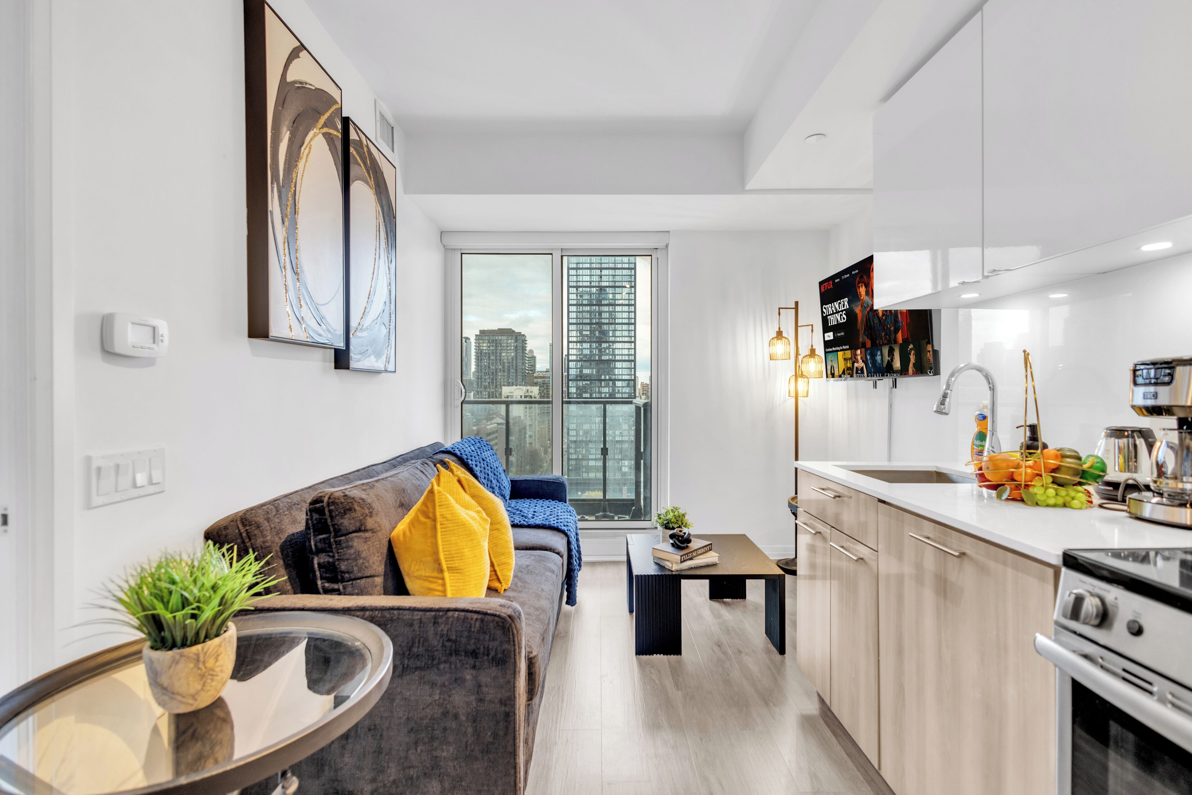 Suite « Premier », 2 chambres, balcon, vue ville | Coin séjour