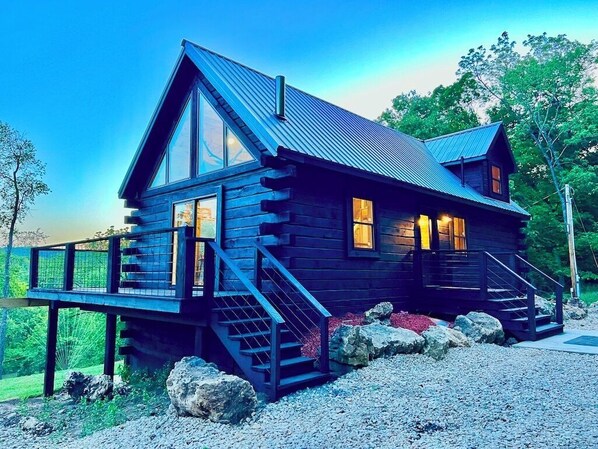 Exterior - Black Bear A-Frame Waterfront Log Cabin with Hot Tub Jacuzzi (Harpers Ferry)