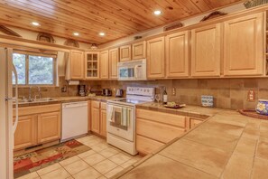 Fridge, dishwasher, coffee/tea maker, toaster
