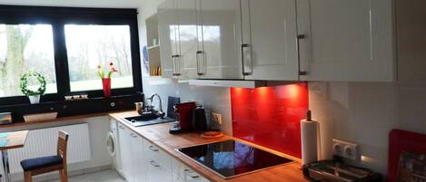 Fridge, microwave, stovetop, dishwasher