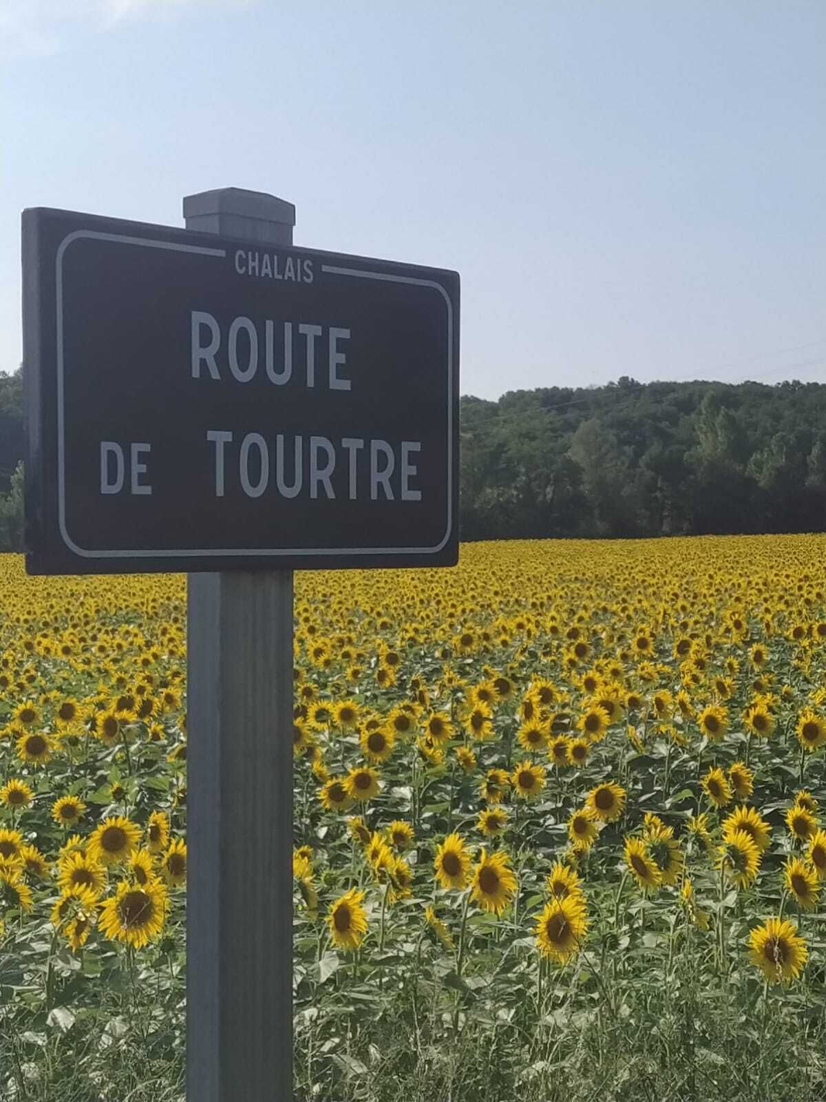 A sign for Route de Tourtre in Chalais.