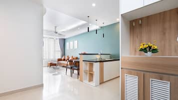 Family Apartment, 2 Bedrooms, City View, Tower | Living area | 43-inch Smart TV with cable channels, Netflix, streaming services