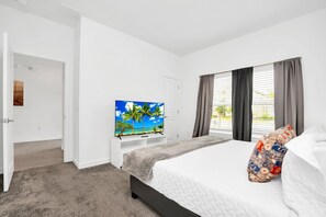 5 habitaciones, tabla de planchar con plancha y ropa de cama 