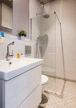Apartament bàsic | Bany | Dutxa, assecador de cabells, tovalloles i sabó