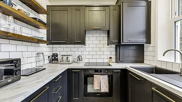 Basic Apartment | Private kitchen | Fridge, oven, stovetop, electric kettle