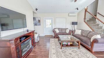 TV, fireplace, video games, stereo