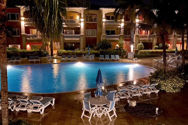 This photo is from my balcony at night during a rainstorm.