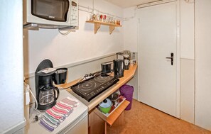 Réfrigérateur, micro-ondes, plaque de cuisson