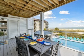 Outdoor dining - Ocean Lookout #2 | Heated Pool | Beachfront Deck | Stunning Ocean Views (Fernandina Beach)