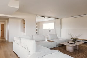 Smart TV, fireplace, ping pong, books