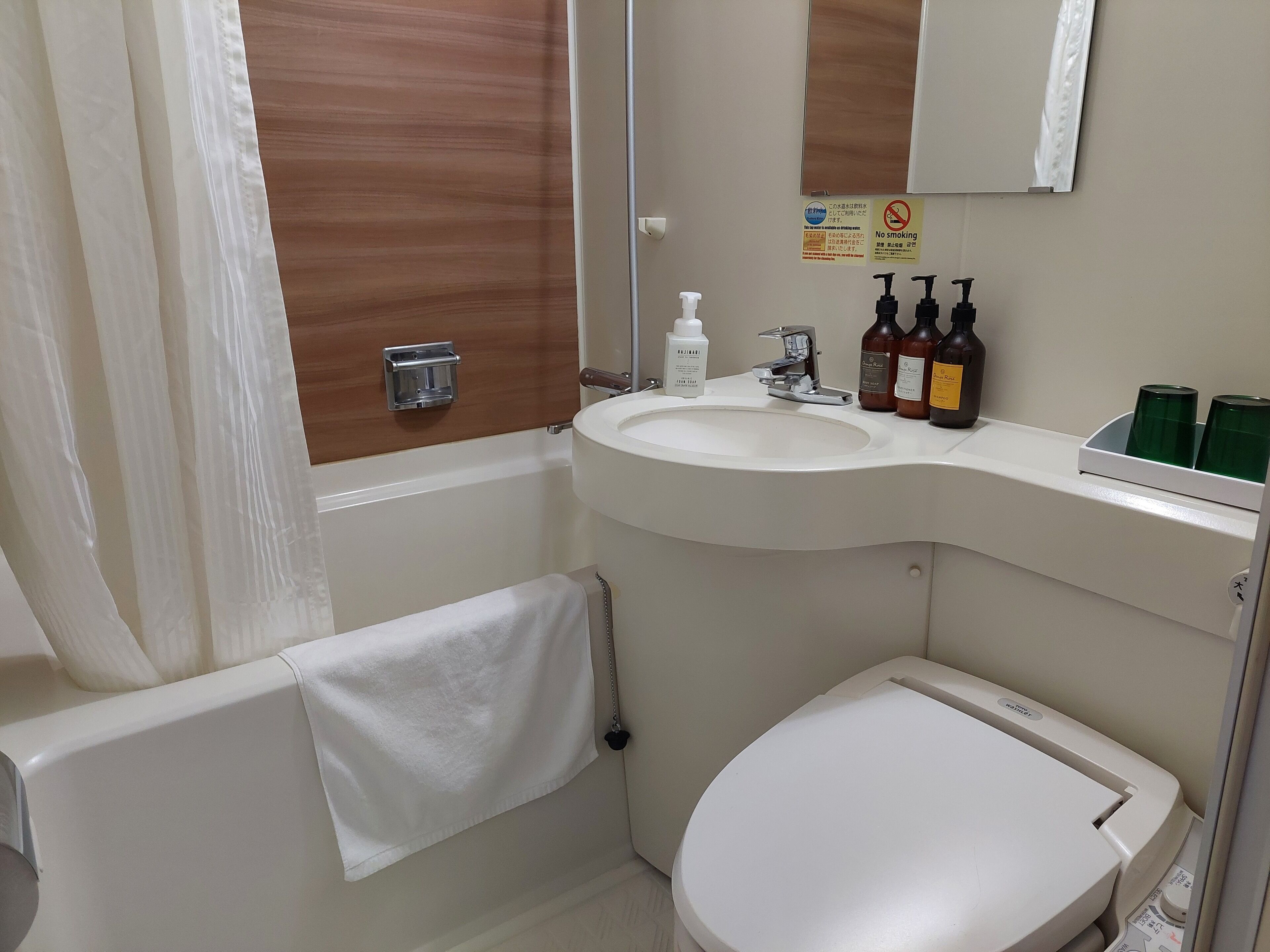 Ensemble douche/baignoire, douche à « effet pluie », sèche-cheveux