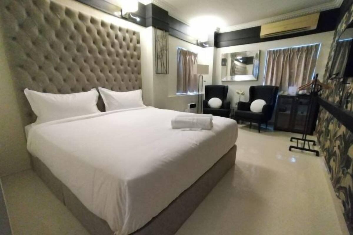 Blackout curtains, iron/ironing board, free WiFi, bed sheets