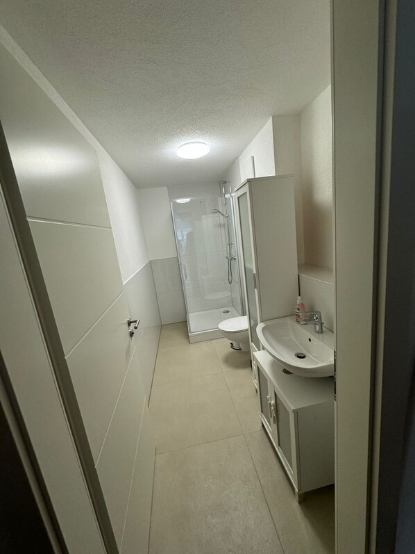Hair dryer, towels, soap, toilet paper - Neue 3- Zimmerwohnung (Ehingen (Donau))
