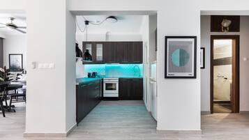 Leilighet – city, 2 soverom | Eget kjøkken | Kjøleskap, ovn, espressomaskin og kaffetrakter/tekoker