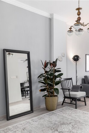 City Apartment, 2 Bedrooms | Living area | 40-inch Smart TV with cable channels - Pumpkin by halu' Lux 2BD-apartment (Thessaloniki)