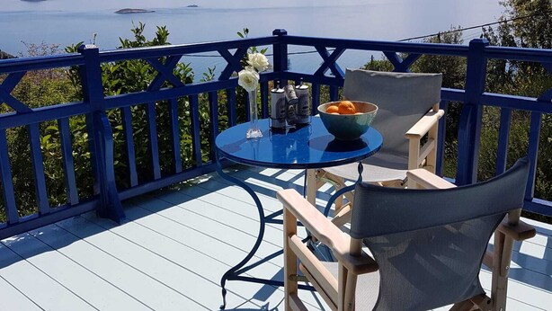Outdoor dining - Beautiful, traditional Greek home with stunning views. (Glossa)