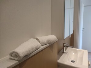 Ducha, secador de pelo, bidet, toallas