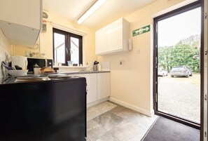 Fridge, microwave, oven, toaster