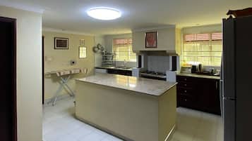 Fridge, microwave, coffee/tea maker, electric kettle