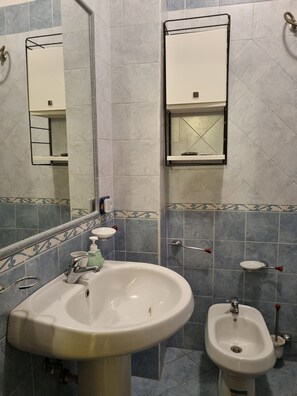 Regadera, secadora de cabello, bidet, toallas
