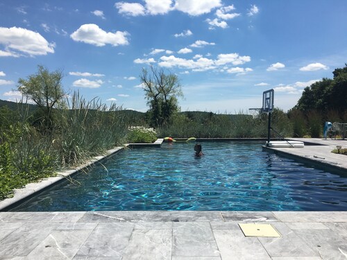 Beautiful and private modernist 3 bedroom home with gunite pool on 6 acres.