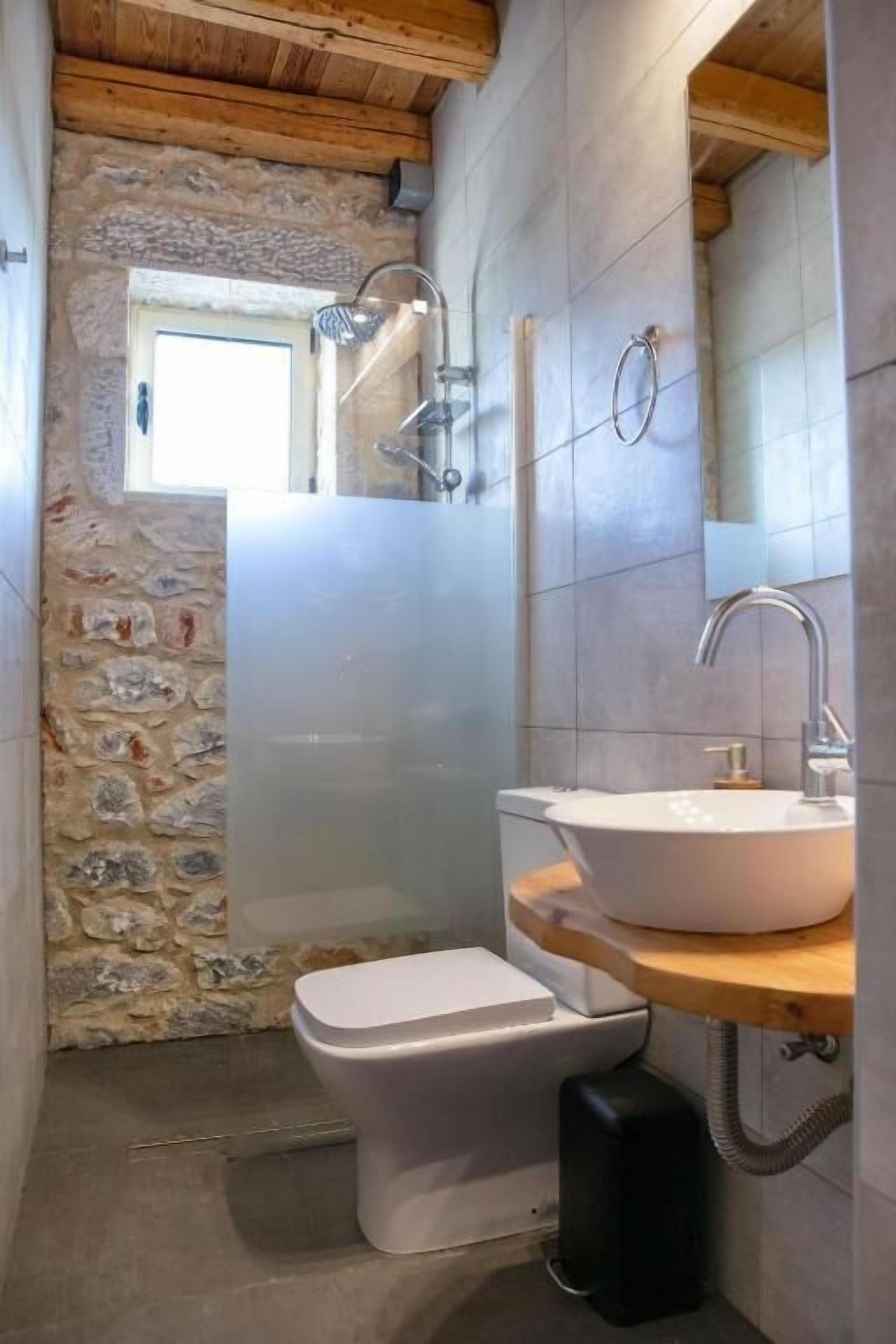 Superior huis, uitzicht op tuin | Badkamer | Een douche, een regendouche, een haardroger, handdoeken