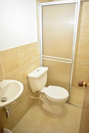 Ducha, toallas, jabón, papel higiénico