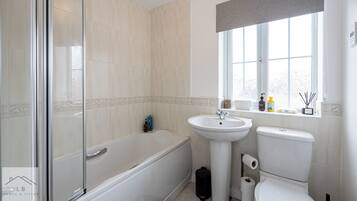 House | Bathroom | Combined shower/tub, deep soaking tub, hair dryer, towels