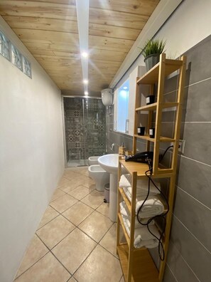 Dusche, Haartrockner, Bidet, Handtücher