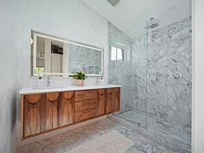 Shower, hair dryer, towels - Luxe Oceanview Stay | Pool and Steps to Beach (Jacksonville Beach)