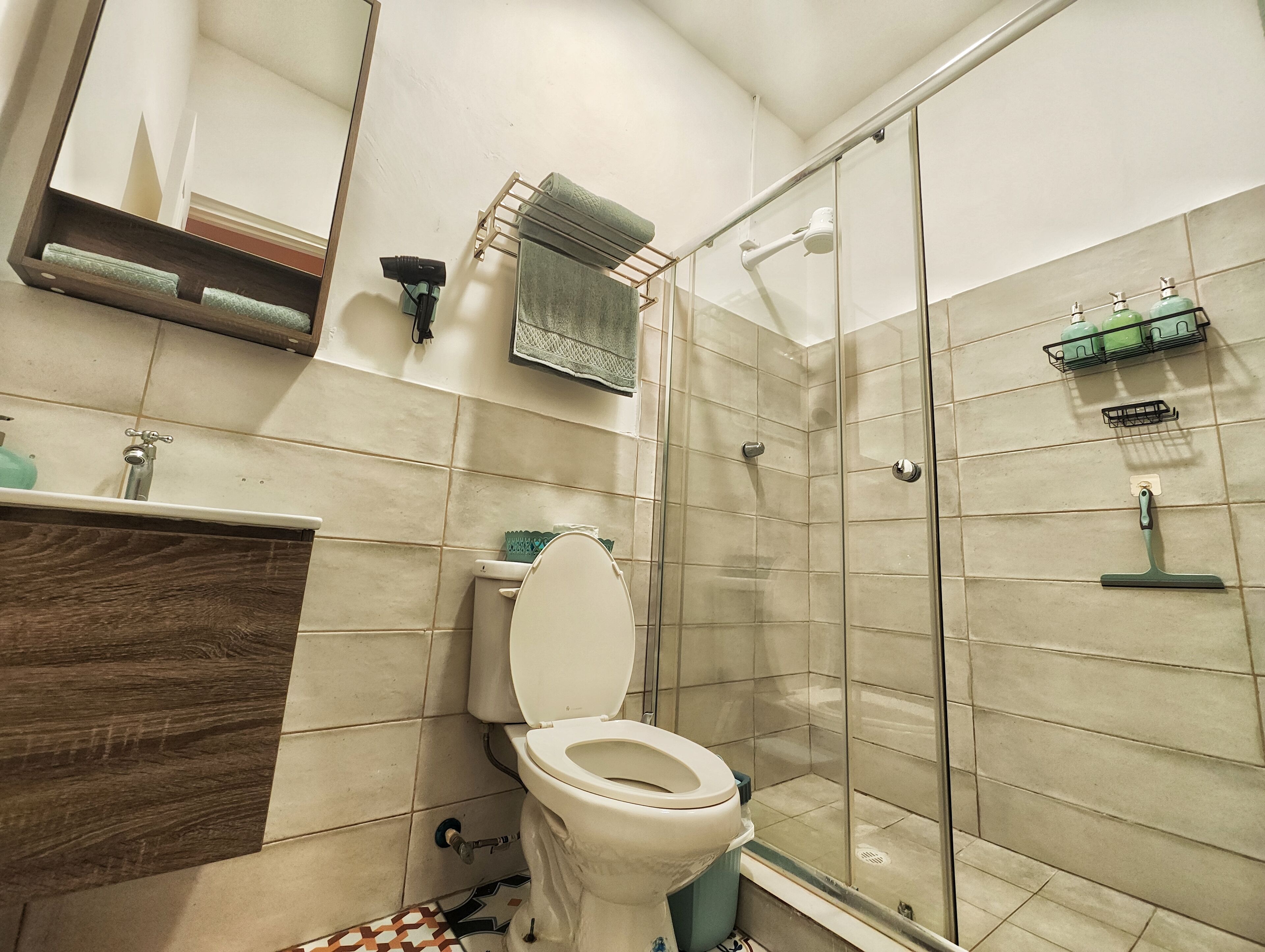 Apartment, 1 Queen Bed, Kitchen | Bathroom | Shower, rainfall showerhead, free toiletries, hair dryer