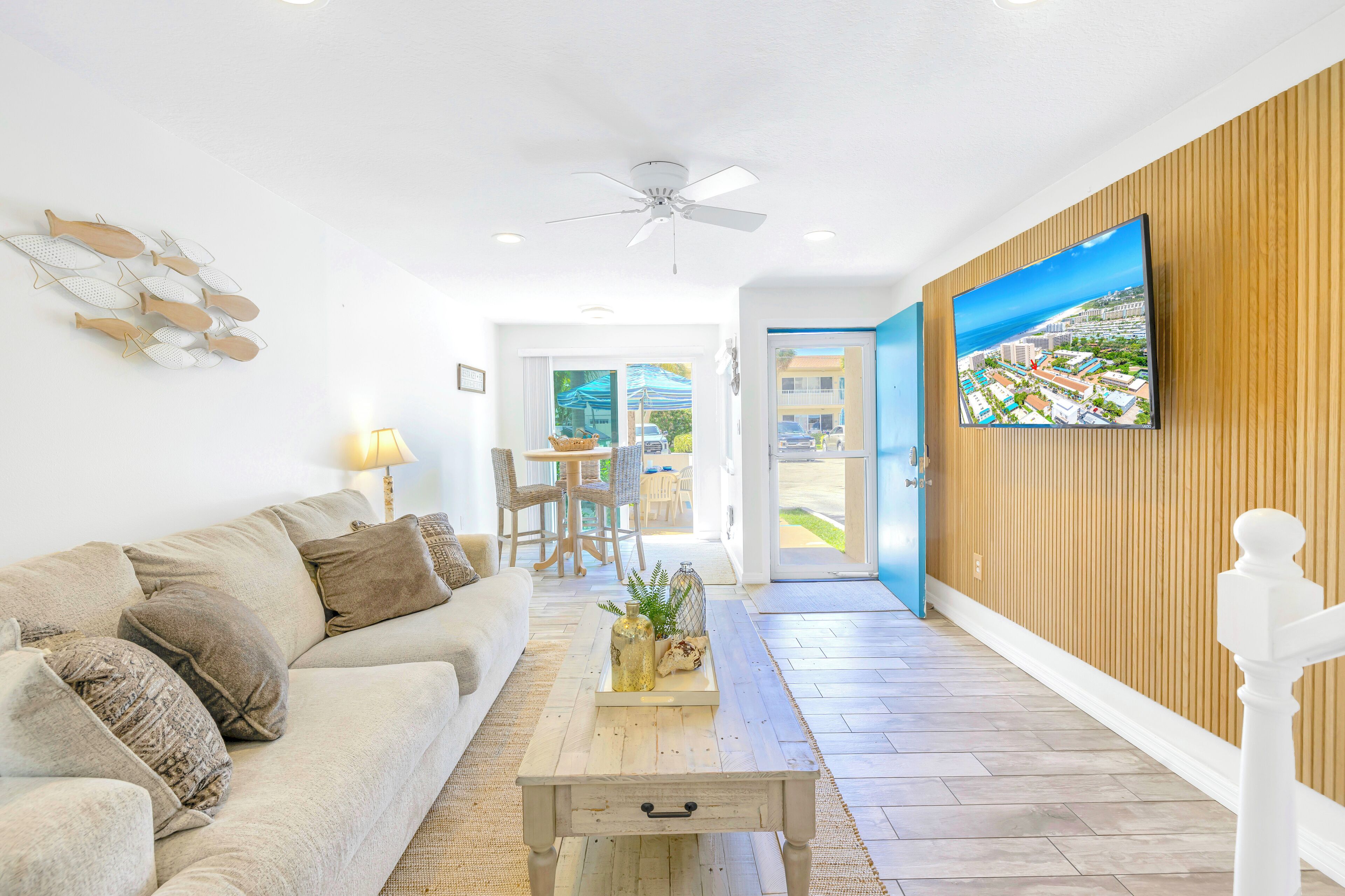 New Listing! 400ft to private beach path, private patio, shared pool, glimpse of ocean from bedroom!