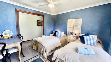 3 bedrooms, desk, iron/ironing board, travel cot