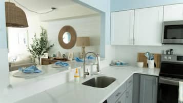 Fridge, microwave, oven, dishwasher