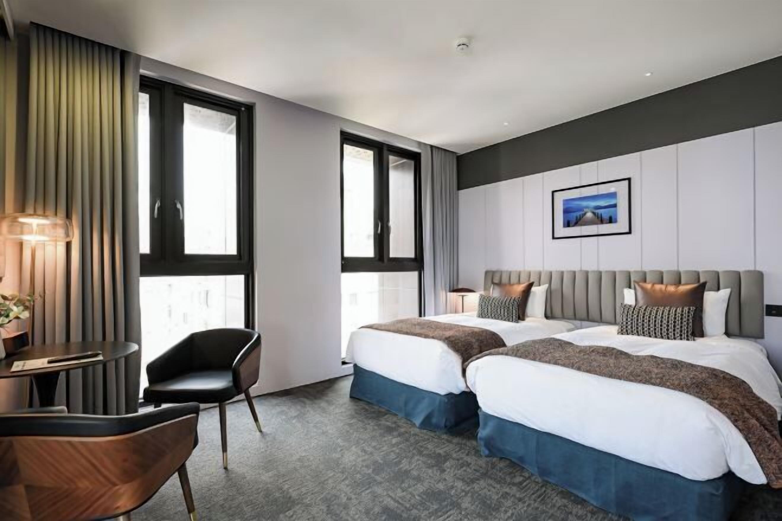 In-room safe, desk, laptop workspace, blackout curtains