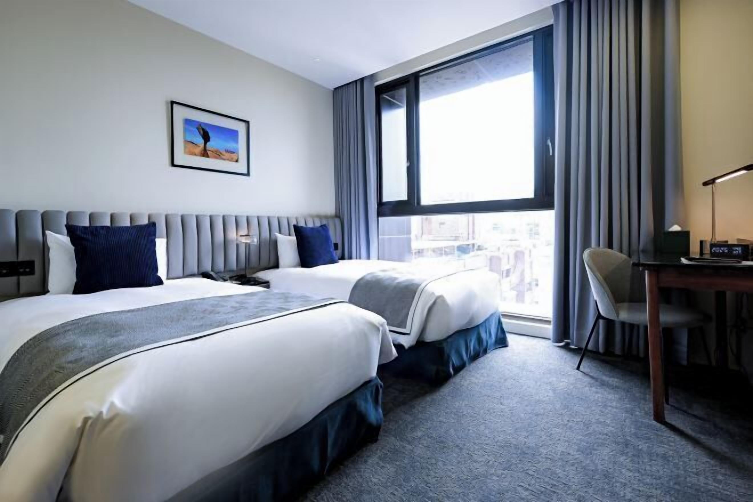 In-room safe, desk, laptop workspace, blackout curtains